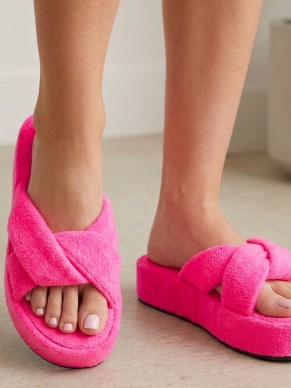 Aerie Terry Twist Platform Sandal Neon Pink - Picture 7 of 7